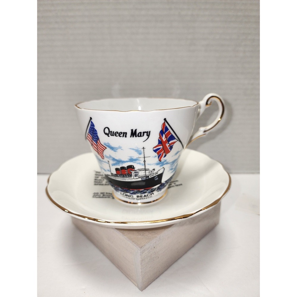 Vintage Regency‎ Bone China RMS Queen Mary tea cup and saucer England